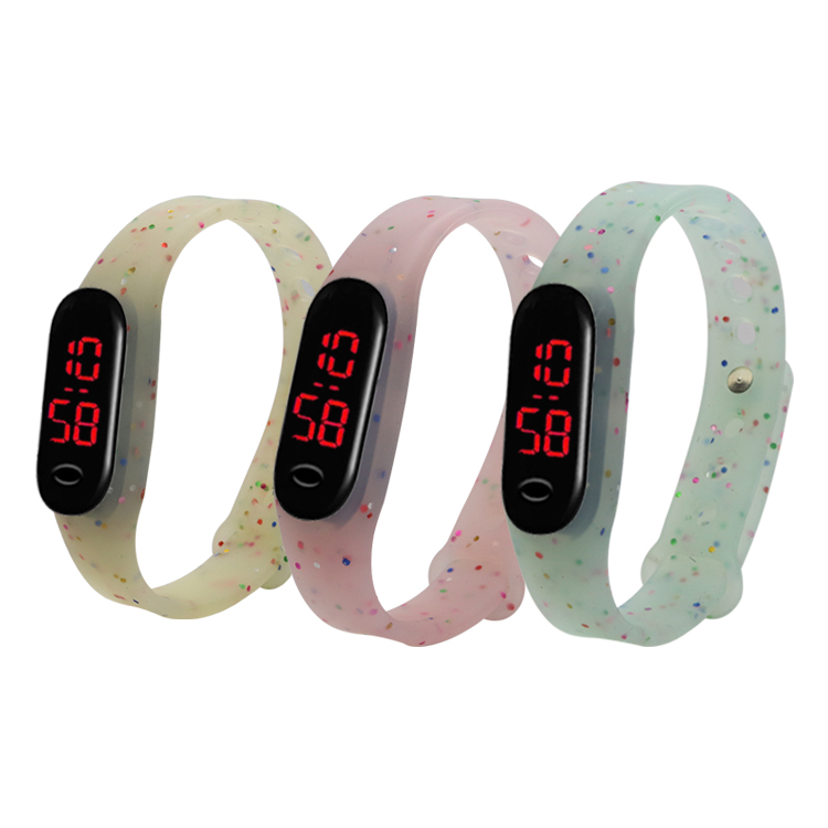 硅胶表带，LED手环硅胶腕表带，学生电子硅胶手表带定制